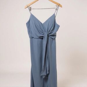 Blue Maxi Dress with Tie Front Detaol